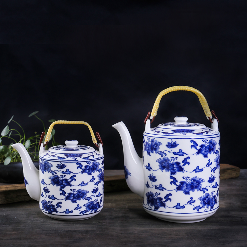 Jingdezhen porcelain ceramic teapot high - capacity cool large blue and white porcelain kettle cold girder teapot household kettle