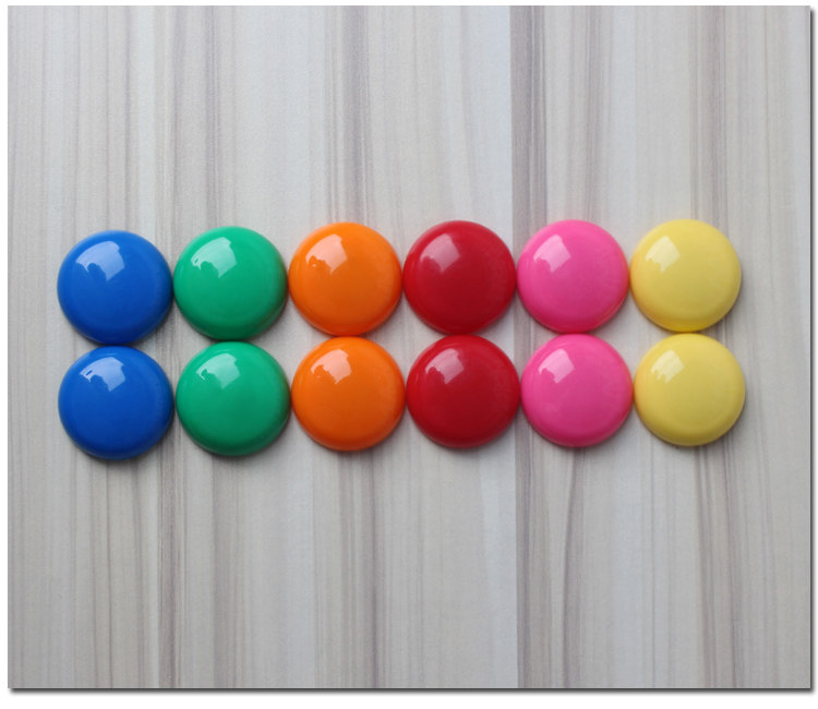 彩色圆形磁扣磁贴办公磁铁吸白板磁粒磁钉30mm黑板吸铁石可爱代发