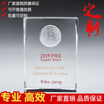 Custom Crystal Embedded Commemorative Coin Making Sterling Silver Plated Trophy Orders Company Enterprise Crystal Alien Iceberg