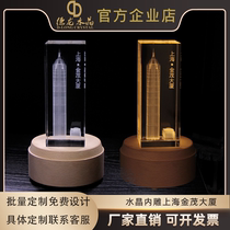Shanghai Jinmao Tower crystal interior carving floor mold decoration creative three-dimensional interior carving building model custom crystal floor mold