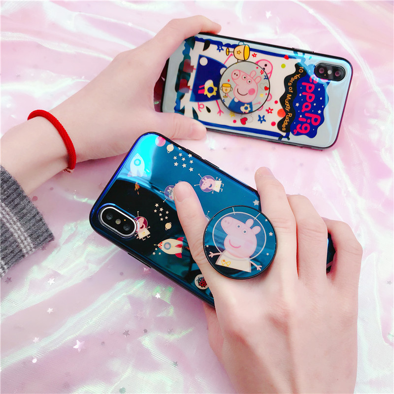 抖音社会人iphonex手机壳小猪佩奇苹果8气囊支