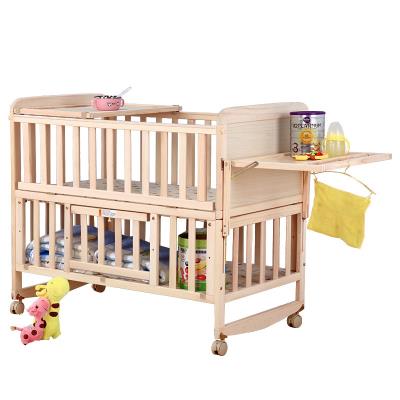 Baby crib all solid wood high and low levels simple wood color Singlet crib