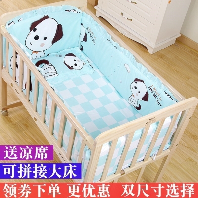 Baby solid wood bed environmentally friendly simple crib bb baby bed newborn multi-functional foldable cradle bed childrens bed