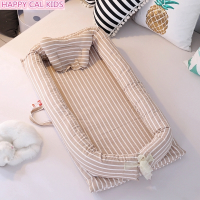 ins newborn bionic bed mid-bed cotton baby crib anti-pressure soft bed foldable woven fence removable
