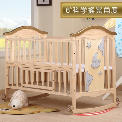 Extended unpainted all solid wood baby balance cradle baby bed sleeping basket can rock bb to sleep newborn baby swings left and right