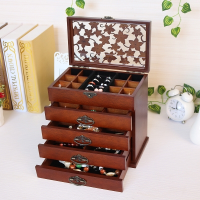 European solid wood jewelry box cosmetic box jewelry storage box jewelry box princess jewelry box wedding gift