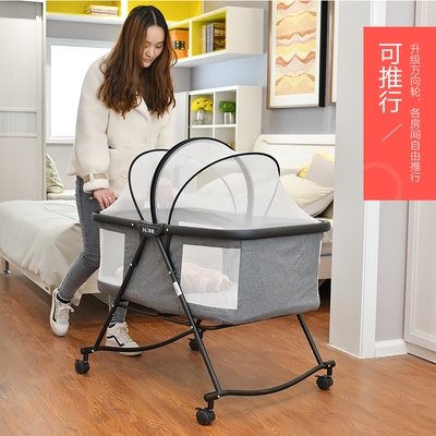 Portable pushable size accessories new small apartment foldable rocking crib simple crib cradle bed