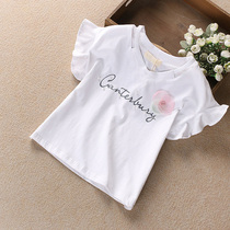 Girls short sleeve T-shirt 2021 summer foreign atmosphere childrens coat White children loose body shirt cotton summer clothes