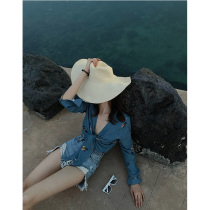 Wait for the running single JessXu homemade worth waiting for conflict elements high waist ripped skinny denim shorts for women in summer