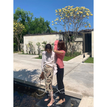 JessXu color-eating French mind loose temperament 12 degrees powder wild long-sleeved round neck full wool sweater