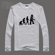 Autumn network popular funny Xie ears theory of evolution pattern couple bottoming T-shirt women and men long-sleeved
