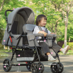 Imported twin stroller, front and rear baby stroller, lightweight baby double stroller, second-child stroller, reclining stroller