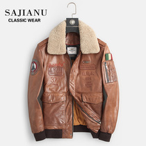 Haining leather jacket men mens lapel sheep leather 2019 Korean version of handsome motorcycle jacket Air Force flight coat tide