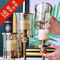 Candlestick ornaments Nordic romantic retro candle light dinner props glass candlestick home Candlestick light luxury ornaments lamp