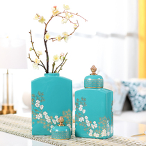 American retro storage tank ceramic light luxury style ornaments European candy cans creative living room flower arrangement ornaments