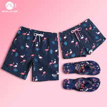 Seaside vacation couple beach pants mens quick-drying can go into the water beach suit shorts swimming trunks loose hot spring swimming trunks