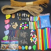 Fresh small grocery glass bottle tag hemp rope star pill letter color sand bubble soybean small conch