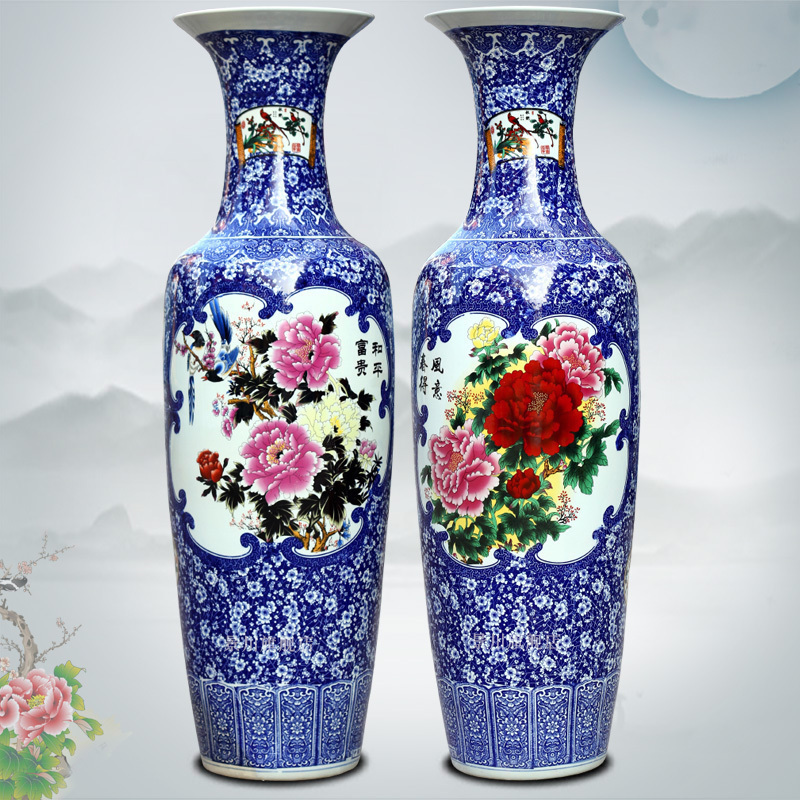 Archaize of jingdezhen ceramic powder enamel vase peony flowers prosperous big home sitting room be born flower arranging the study furnishing articles