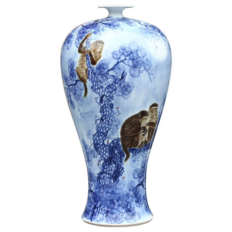 Jingdezhen ceramic hand - made of golden monkey plutus vase household hotels in plutus furnishing articles of I sitting room decoration