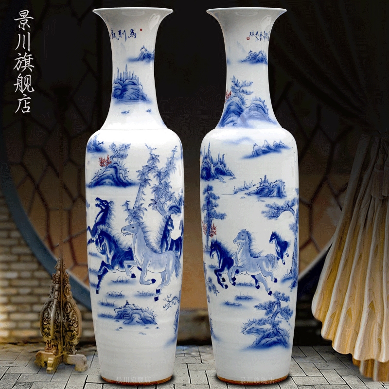 Jingdezhen blue and white porcelain hand - made success sitting room of large vase household porcelain vase of porcelain of modern furnishing articles