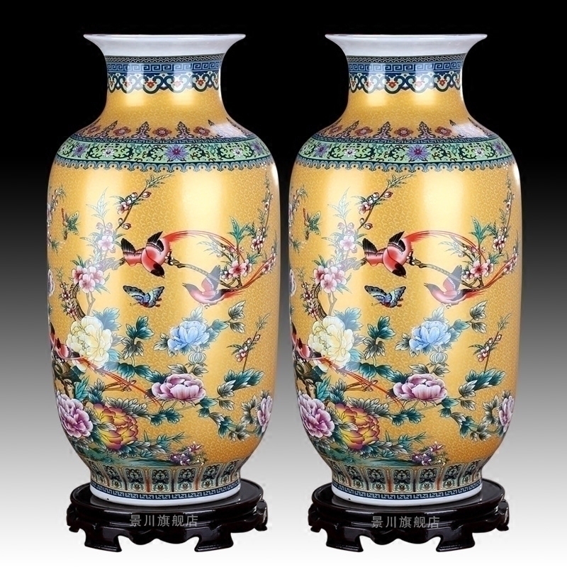 Jingdezhen ceramics colored enamel landing large vases, modern European home sitting room adornment furnishing articles