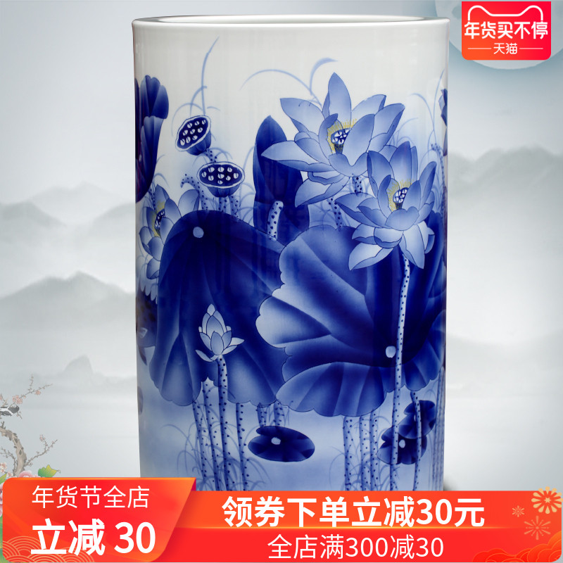 Hand made lotus fish landing furnishing articles of jingdezhen ceramic vase of blue and white porcelain home sitting room decorations study process