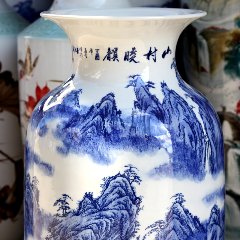 Blue and white porcelain of jingdezhen ceramics mountain dawn rhyme idea gourd bottle of large quiver home sitting room adornment is placed