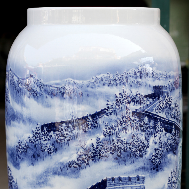 Blue and white porcelain hand - made wanli glory of jingdezhen ceramic vase home sitting room place study adornment to receive goods