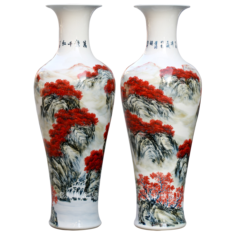 Jingdezhen ceramics antique hand - made youligong flower arranging big vase home sitting room ground adornment furnishing articles