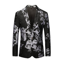 Spring and autumn mens business casual fashion flower suit jacket top slim plus size host banquet dress suit