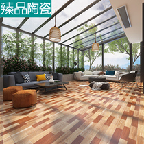 Wood grain brick 600X600 living room bedroom imitation solid wood floor tile balcony non-slip floor tiles Nordic antique tile