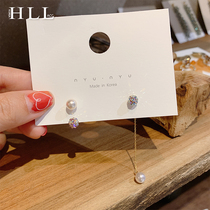 Korean high-grade sense earrings Female asymmetrical personality temperament ear line long fairy earrings suitable for round face earrings