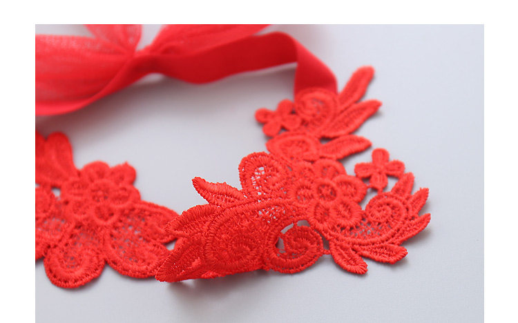 2017新年款中国红大红色蕾丝花边宝宝发带婴儿礼服配发饰百天拍照