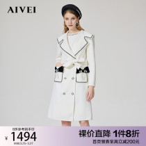 AIVEI Hinca Ai Weiwei 2021 Winter New Pine small fragrant wind double-row buckle to collect waist and double face great coat N0660129
