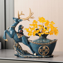 Zucai deer ornaments citrine hair tree living room wine cabinet decorations open shop opening gifts housewarming new home gifts