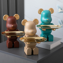 Light luxury modern violent bear ornaments living room entrance cabinet key storage tray into the door shoe cabinet creative decorations