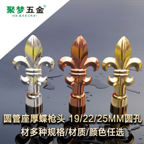 Ju Meng Hardware 201# 304#stainless steel round tube seat thick butterfly gun head 115 long courtyard door anti-theft climbing