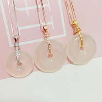 DIY silver decoration Ping An buckle accessories S925 silver pendant buckle clip buckle white jade buckle head emerald buckle necklace button silver buckle