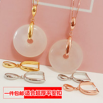 S925 sterling silver thick safety buckle buckle beeswax Amber jade stone female safety buckle silver buckle pendant button button