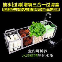 Fish tank filter three-in-one submersible pump filtration equipment flushing oxygen pump small fish tank waterfall oil-removing film water purifier