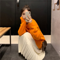 Fashion dress two-piece 2020 autumn and winter new fat mm thin thick knitted sweater net red suit