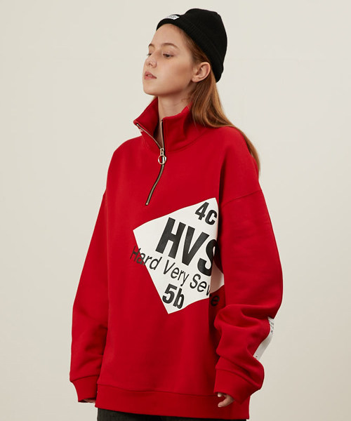 代购staffonly 17年新款男女 hvs 半高领 拉链 卫衣 运动衫 红色_7折