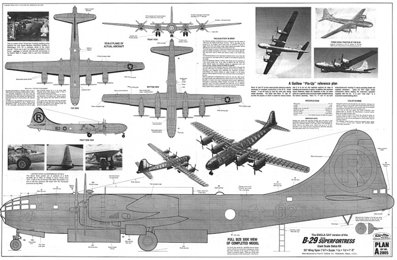 b29美国大型轰炸飞机遥控轻木电动固定翼像真航模制作工作图纸