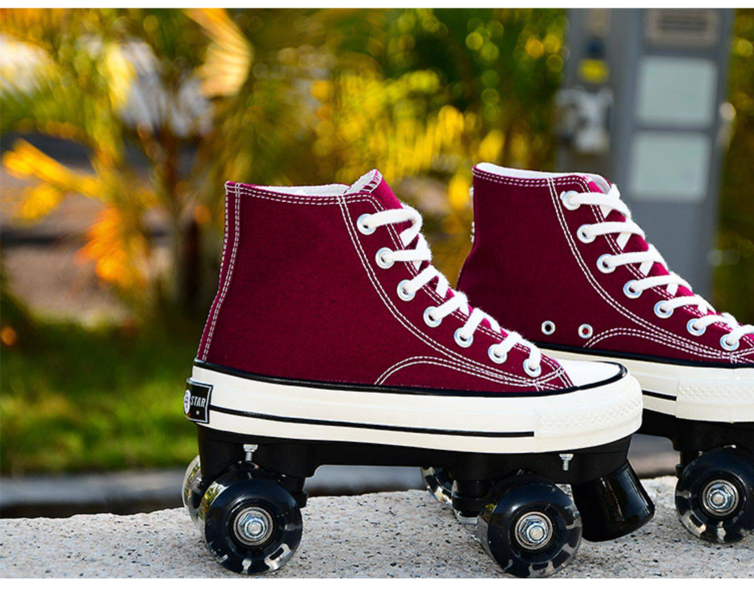 帆布溜冰鞋成年双排滑轮旱冰鞋四4轮滑冰鞋儿童男女夜闪光轮滑鞋