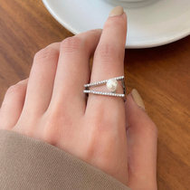 MS Minimalist Ornament Pearl Ring Female Light Extravagant senior sensation 2021 New wave opening ring adjustable