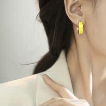 Han Department Morandi Color Wave Circle Dripping Oil Earrings Women 100 Hitch Nails 2022 New Wave Commute Ear Accessories