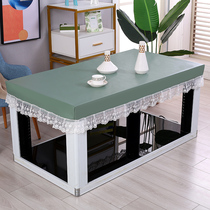 PU household tea table table waterproof leather cover rectangular electric heater oil-proof anti-scalding free fire-baking table leather cover table mat
