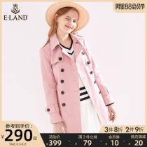 ELAND clothing love early spring sweet ins college wind coat Wind coat coat female medium-long temperament fashion