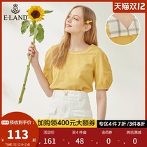 ELAND clothes love spring summer French fashion niche sweet thin bubble sleeve cute cotton T-shirt shirt lady