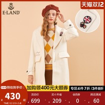 ELAND clothes autumn winter Korean embroidered letter brooch wool coat coat womens EEJW88V01I